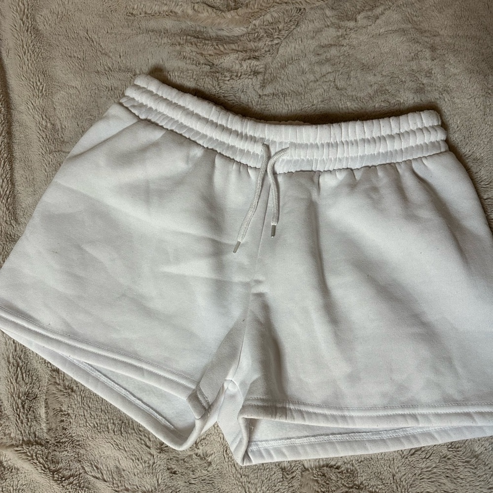 love streak white sweat shorts.